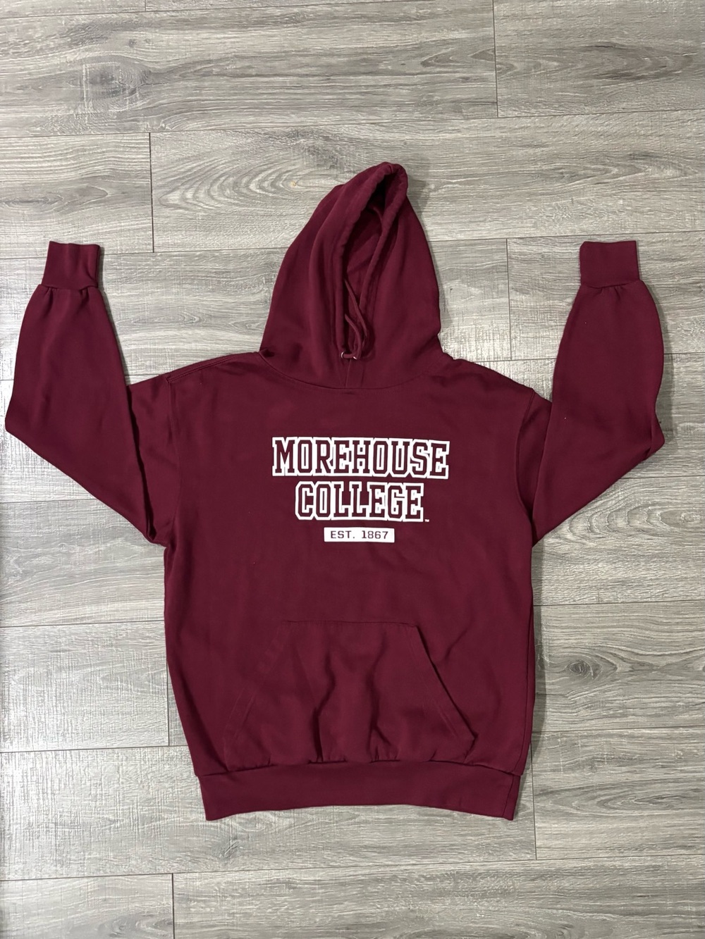 Morehouse College Burgundy Pullover Hoodie Size L Campus United unisex adult